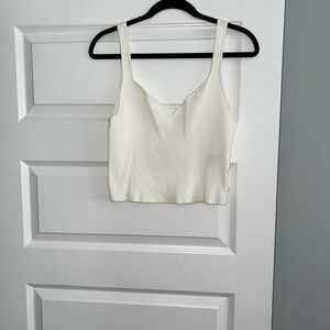 H&M Women's White Ribbed Tank Top large